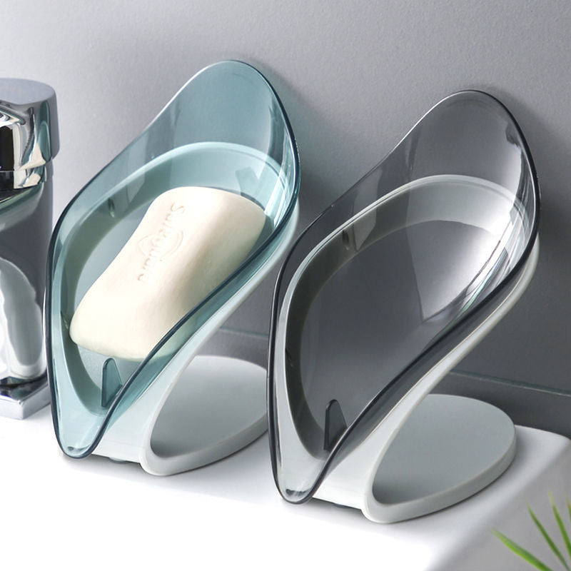 Bathroom Soap Holder Leaf Shape Soap Box Bathroom Kitchen Dish Storage Box Non-slip Drain Soap Storage CaseContainer accessories