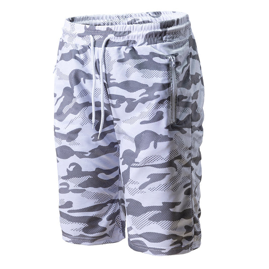 New camouflage lace-up shorts men zipper five-point pants loose
